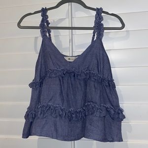 Impeccable Pig Navy Ruffled Top